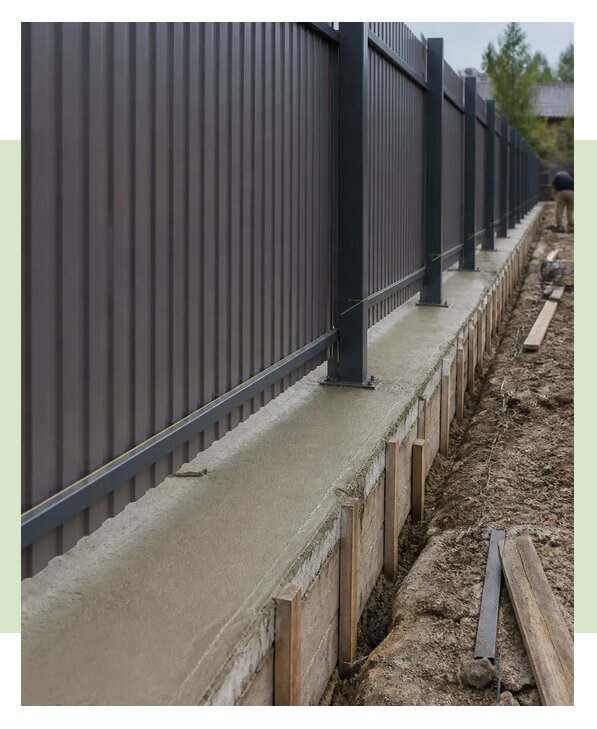 Забор с бетонным основанием под ключ от компании в Старой Руссе